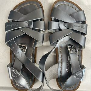 Saltwater LUXE Silver Sandals Interwoven Design